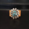 Stamped sterling silver bracelet with matrixed rough turquoise