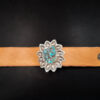Stamped sterling silver bracelet with matrixed rough turquoise