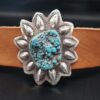Stamped sterling silver bracelet with matrixed rough turquoise