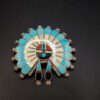Turquoiseand oyster zuni inlay pendant