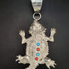 Turquoise and Coral sterling silver pendant
