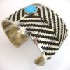 Navajo Overlay Sterling Silver Wave Pattern Cuff by Frederick Douglas