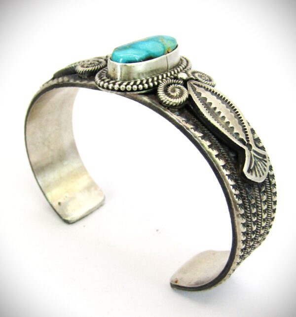 Navajo Sterling Silver Oxidized Contemporary Cuff by Michael and Rosita Calladitto