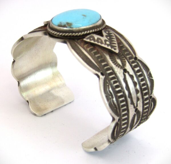 Navajo Sterling Silver and Pilot Mountain Turquoise Cuff Bracelet by Freddie Maloney