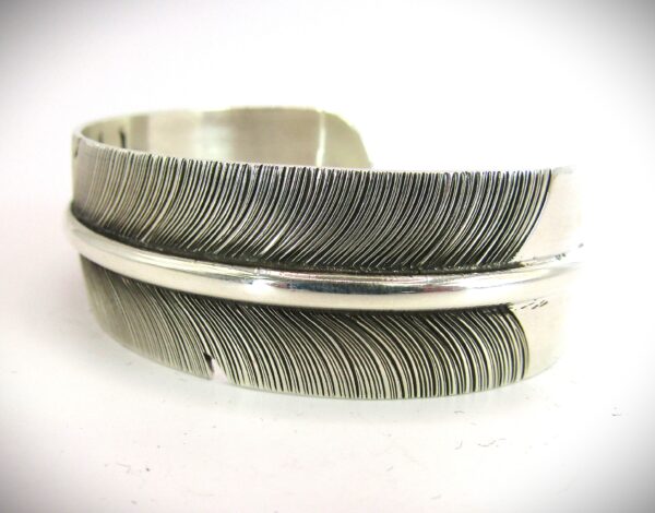 Navajo Sterling Silver Feather Bracelet by Joe Piaso Jr.