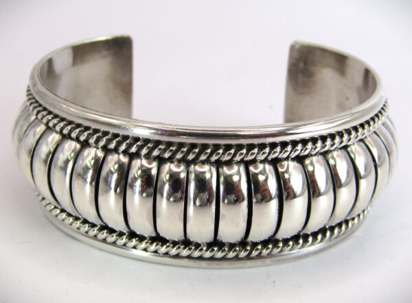 Navajo raised Sterling Silver row cuff bracelet by Thomas Charley