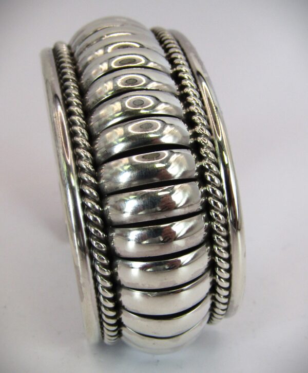 Navajo raised Sterling Silver row cuff bracelet by Thomas Charley