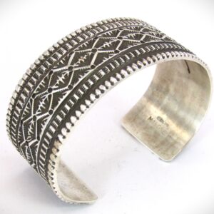 Leonard Maloney, Navajo, Sterling Silver, Silver, Silver Cuff, Cuff Bracelet, Bracelet, handmade, artist, Stamped, Native American