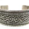Navajo Heavey Stamped Sterling Silver Cuff Bracelet by Leonard Maloney